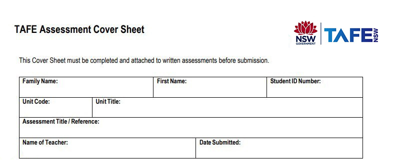 TAFE Assessment Cover Sheet - nsw